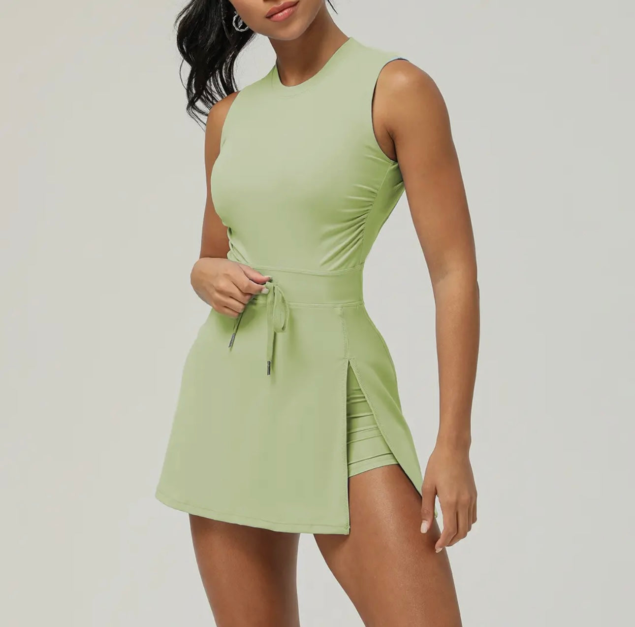 Backless Drawstring Sleeveless Tennis Sport Dress