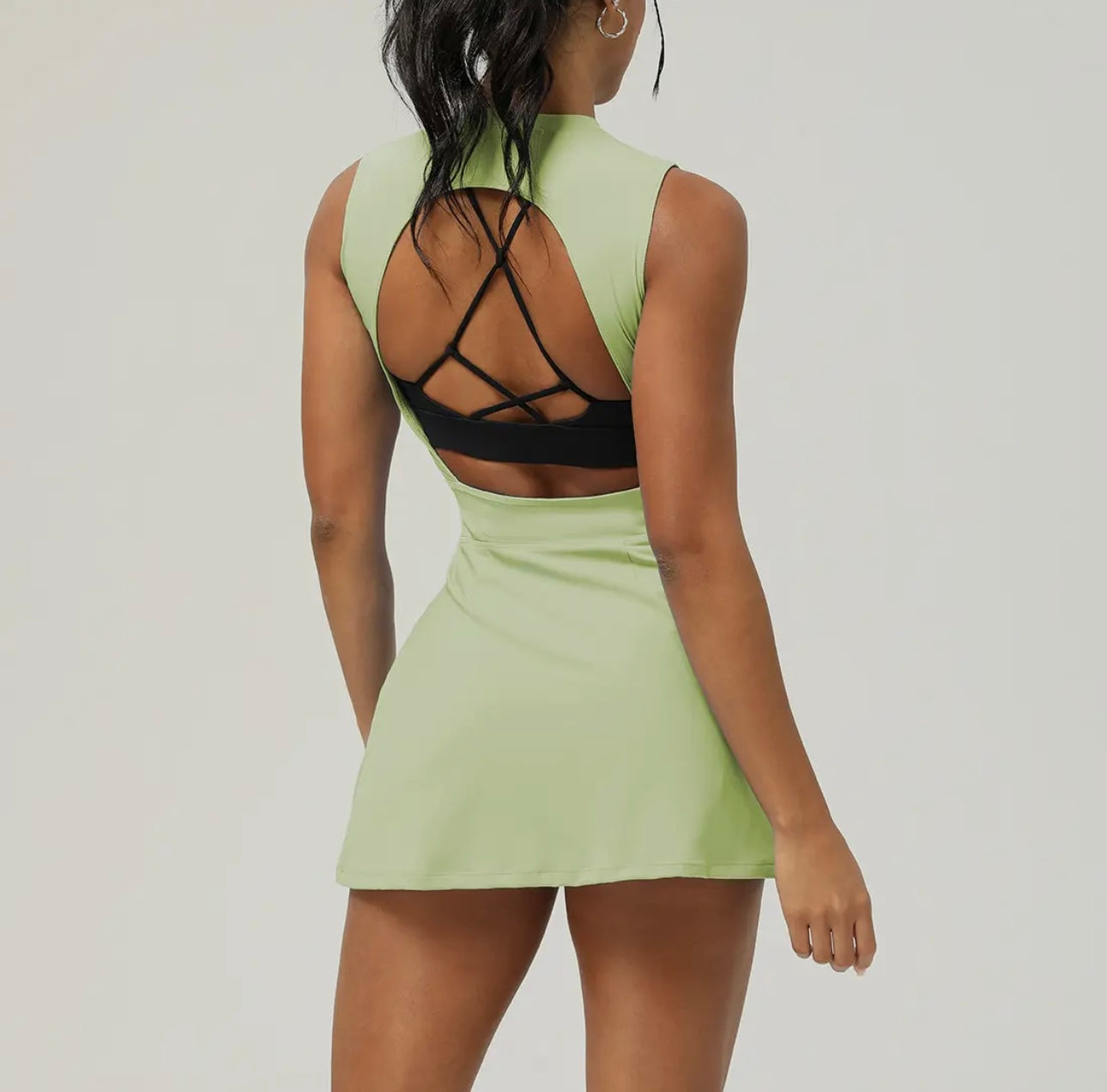 Backless Drawstring Sleeveless Tennis Sport Dress