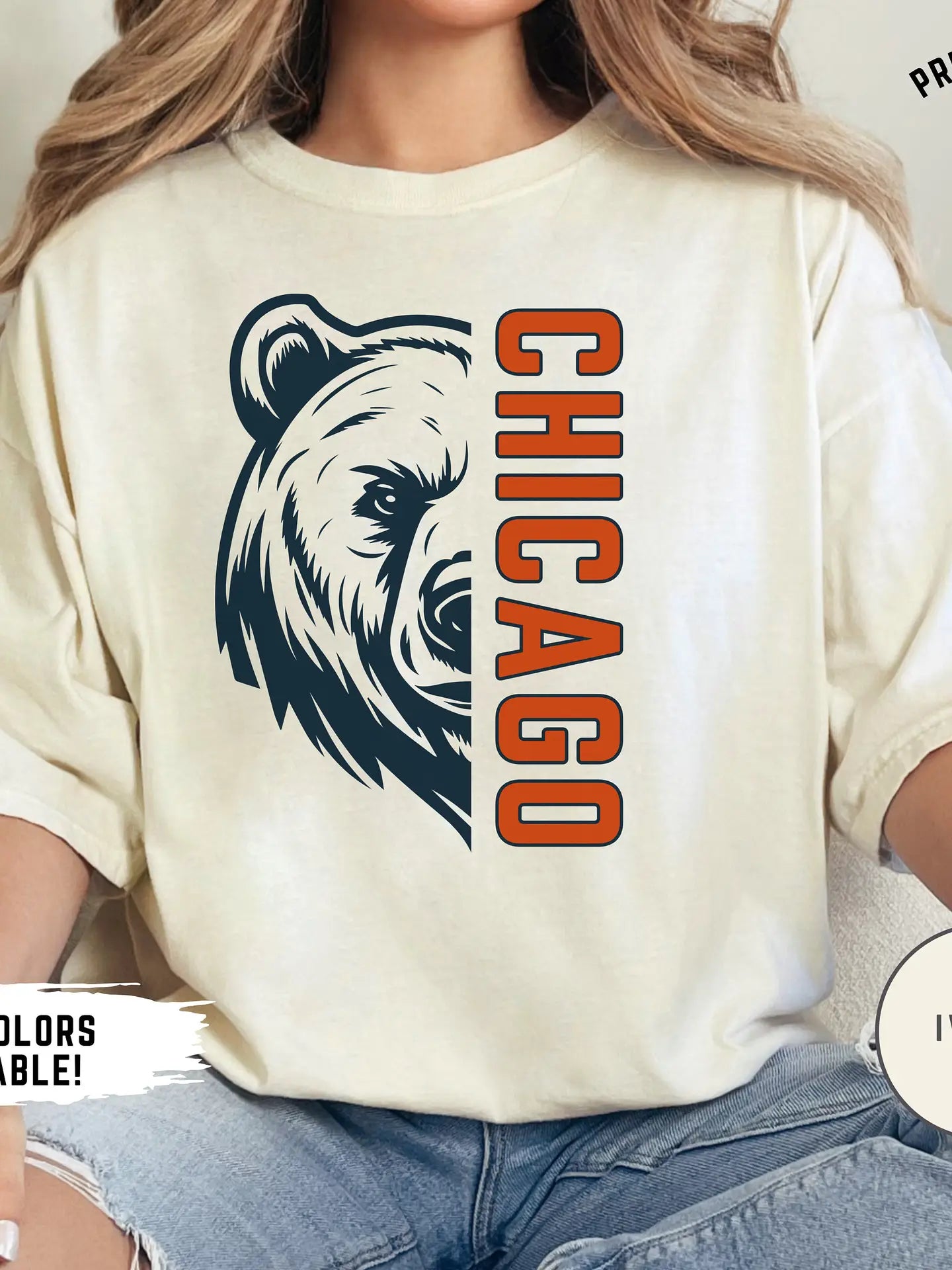 Retro Chicago Bears Football Shirt- Beige
