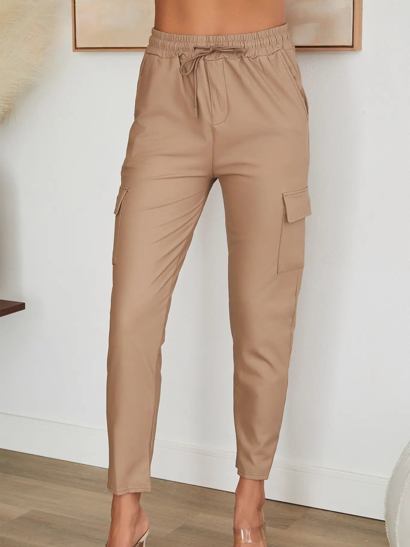 Elastic Waistband Cargo Straight Leg Pants