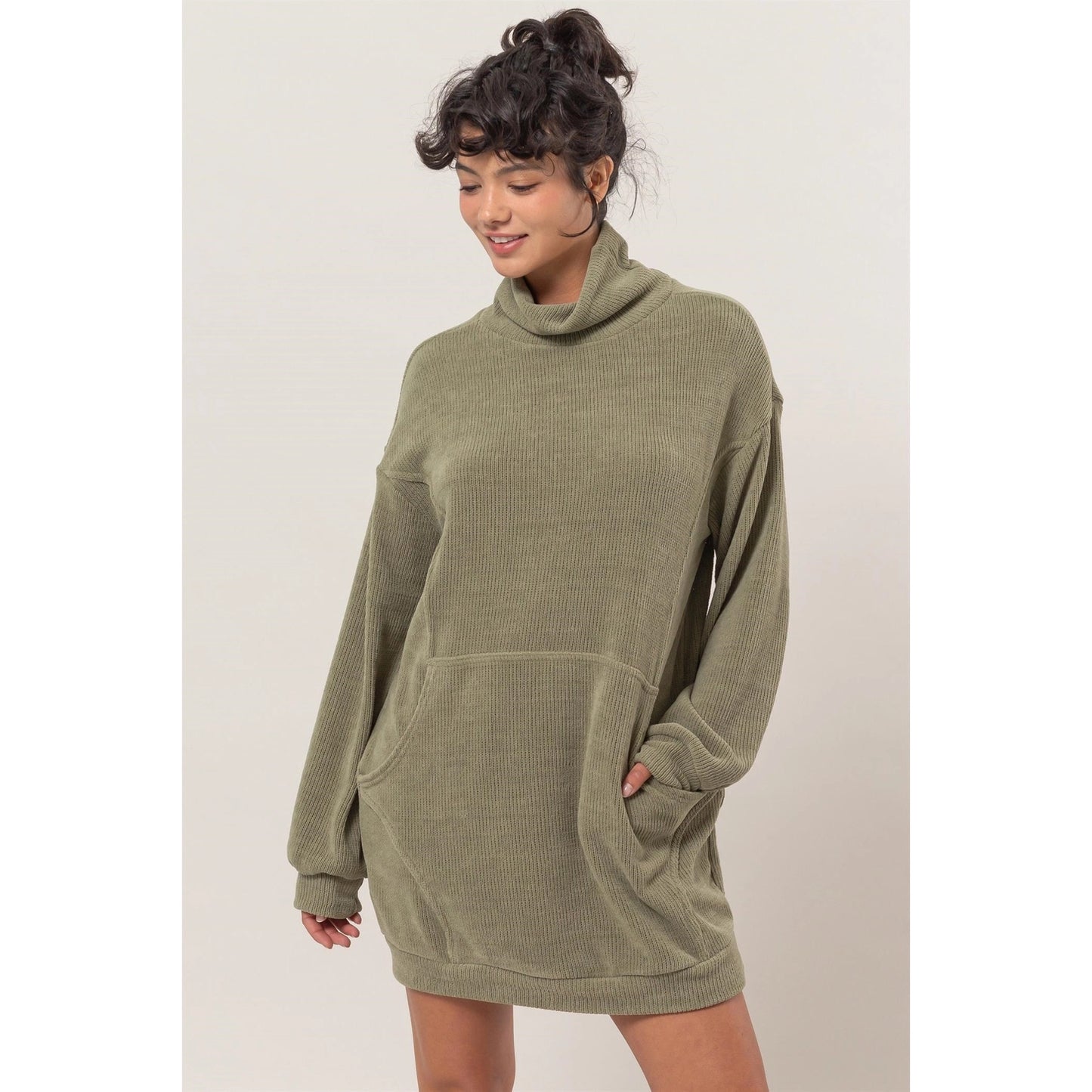 Turtleneck Mini Sweater Dress