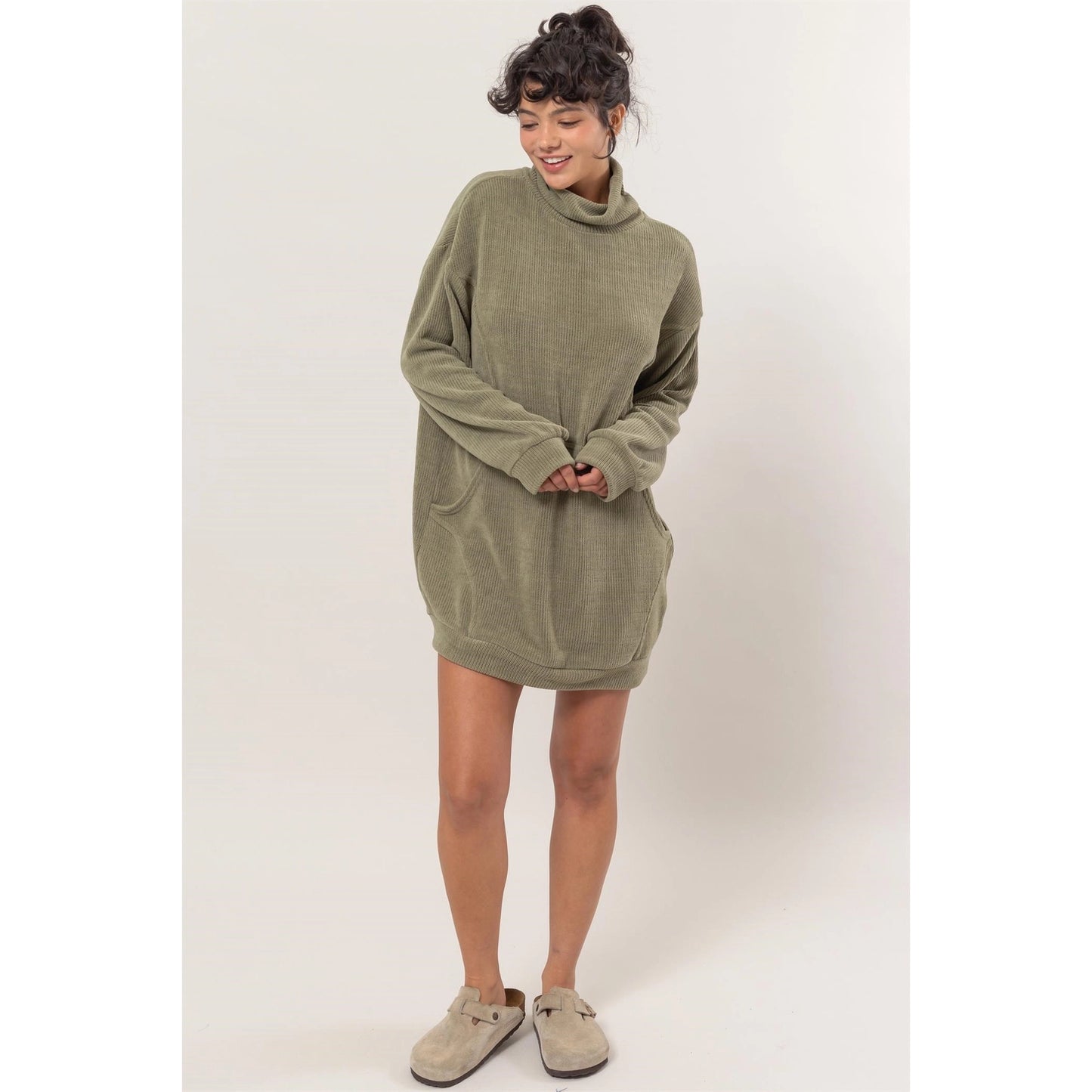 Turtleneck Mini Sweater Dress