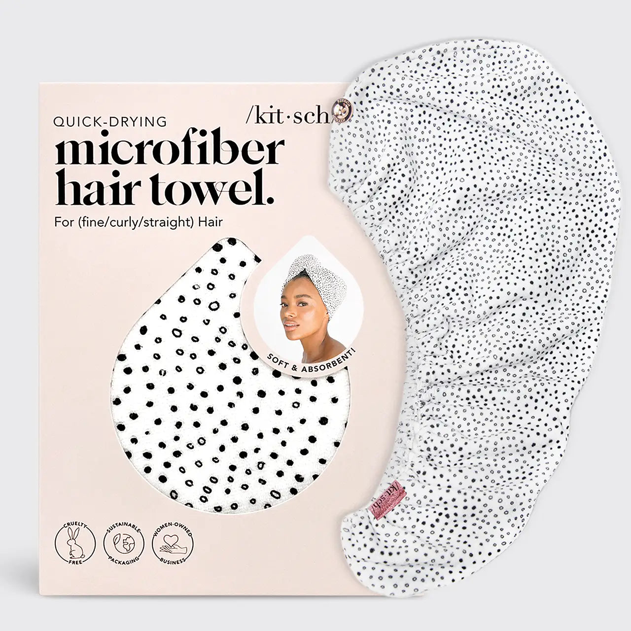 Kitsch-Quick Dry Hair Towel - Micro Dot