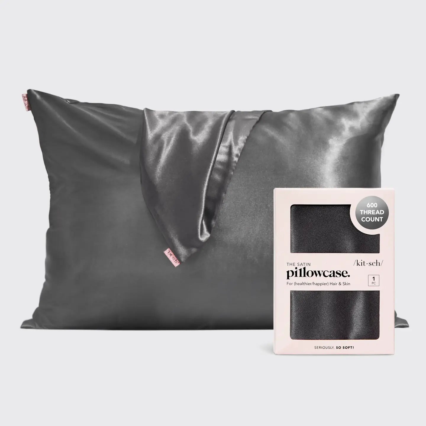 Kitsch-Satin Pillowcase - Charcoal