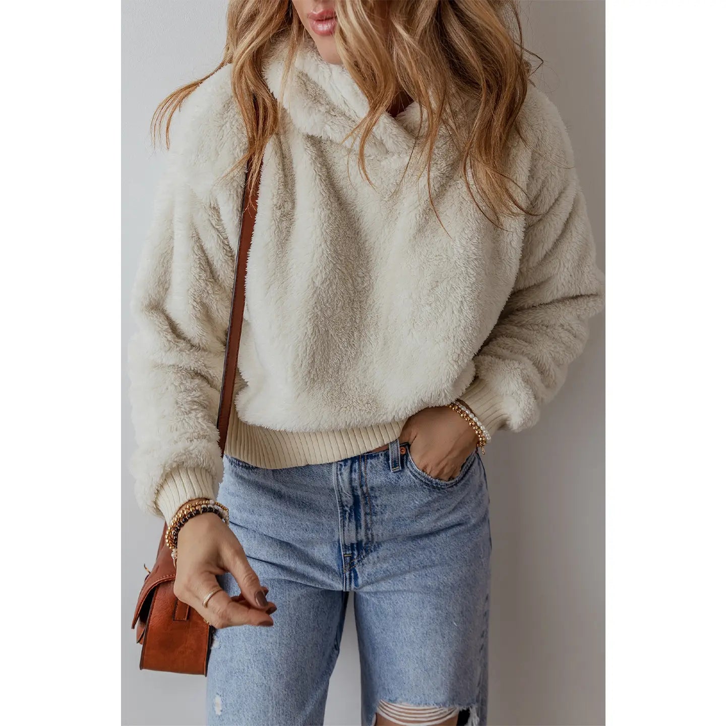 Solid Winter Plush Hoodie