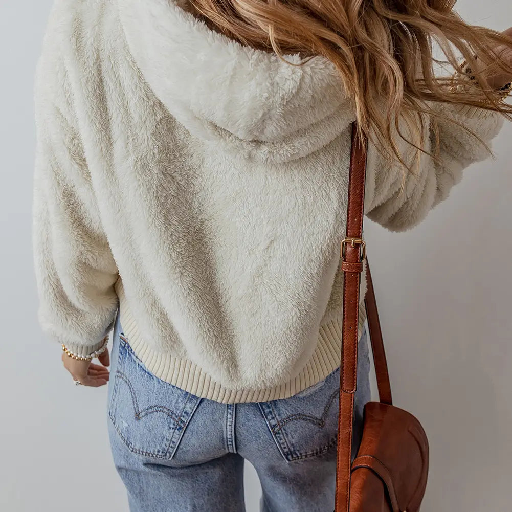 Solid Winter Plush Hoodie