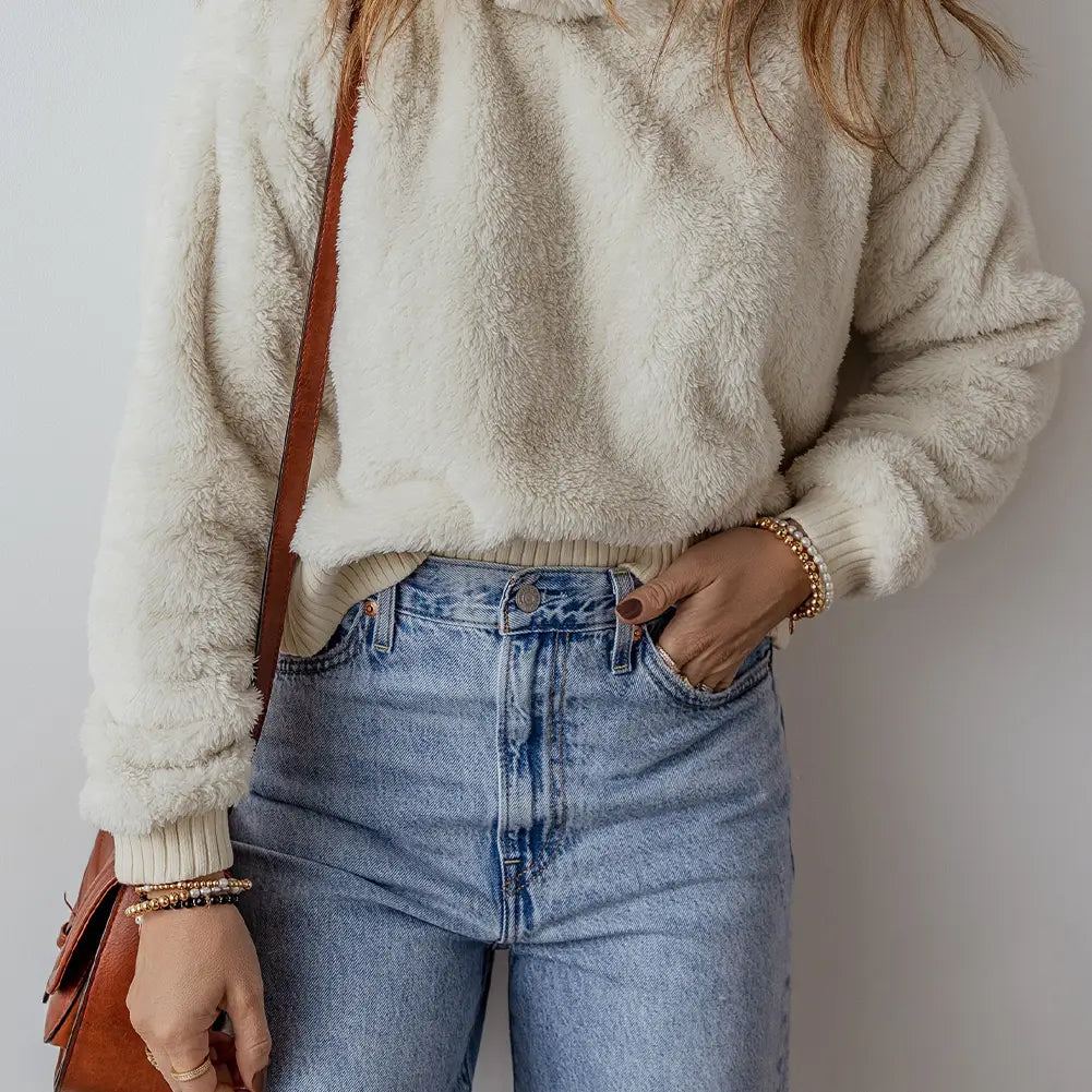 Solid Winter Plush Hoodie