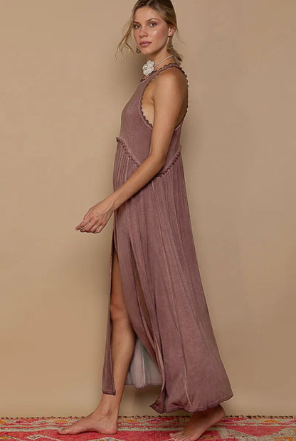 Racerback Slit Knit Maxidress