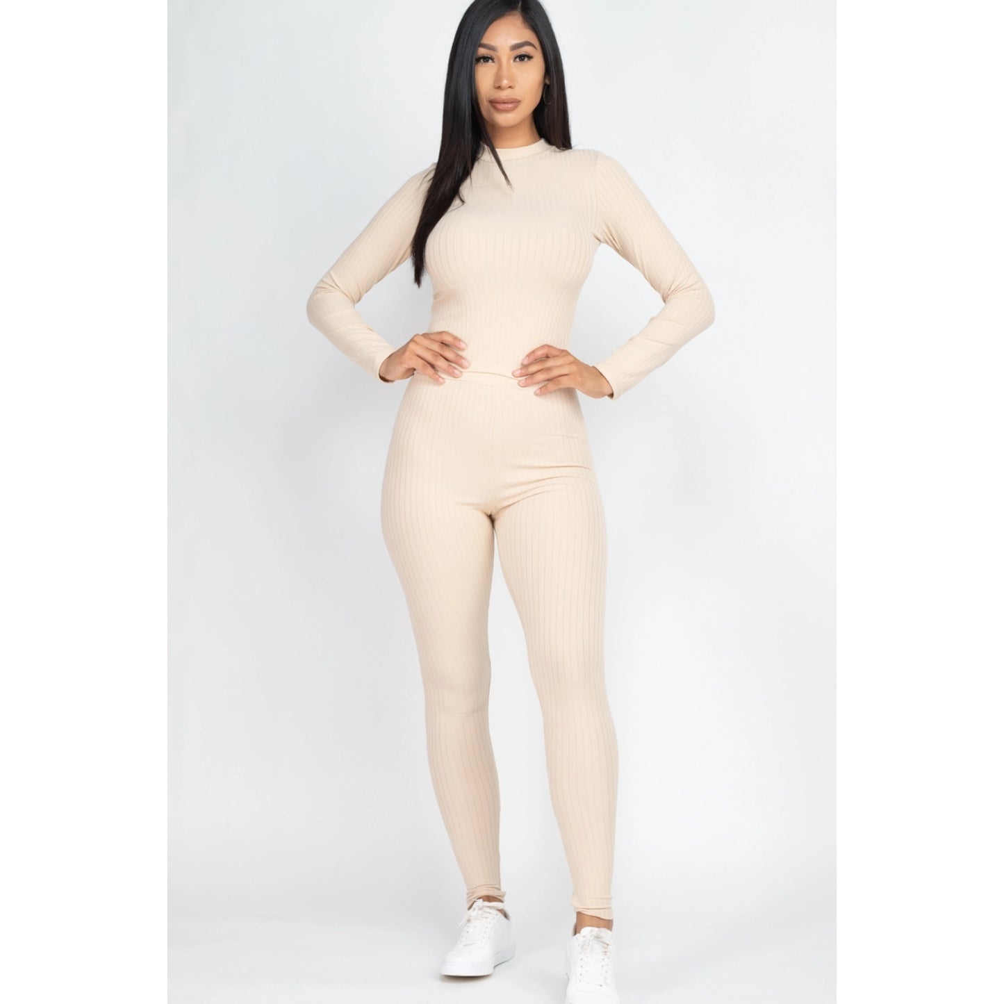 Ribbed Solid Crop Top and Leggings Set