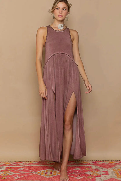 Racerback Slit Knit Maxidress