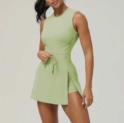 Backless Drawstring Sleeveless Tennis Sport Dress
