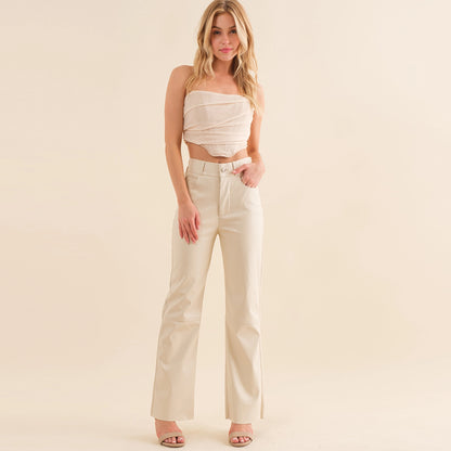 Cream Leather Pants