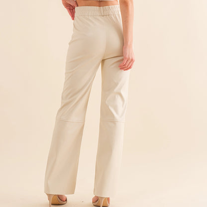 Cream Leather Pants
