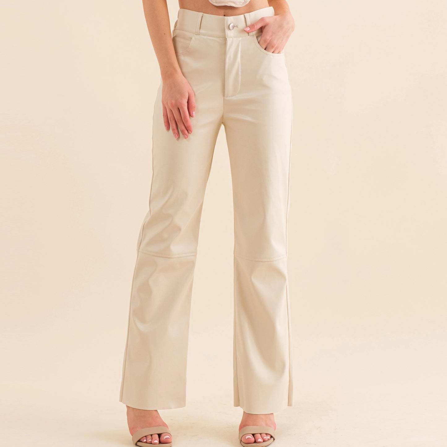 Cream Leather Pants