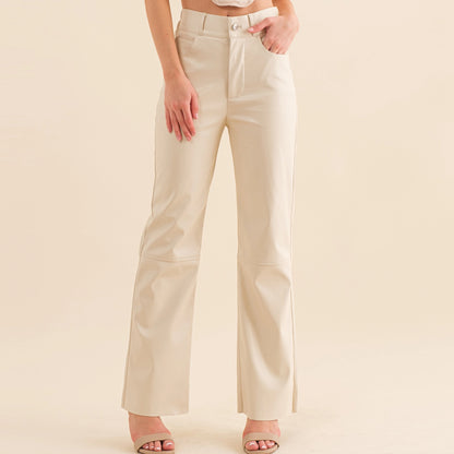 Cream Leather Pants