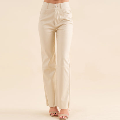 Cream Leather Pants