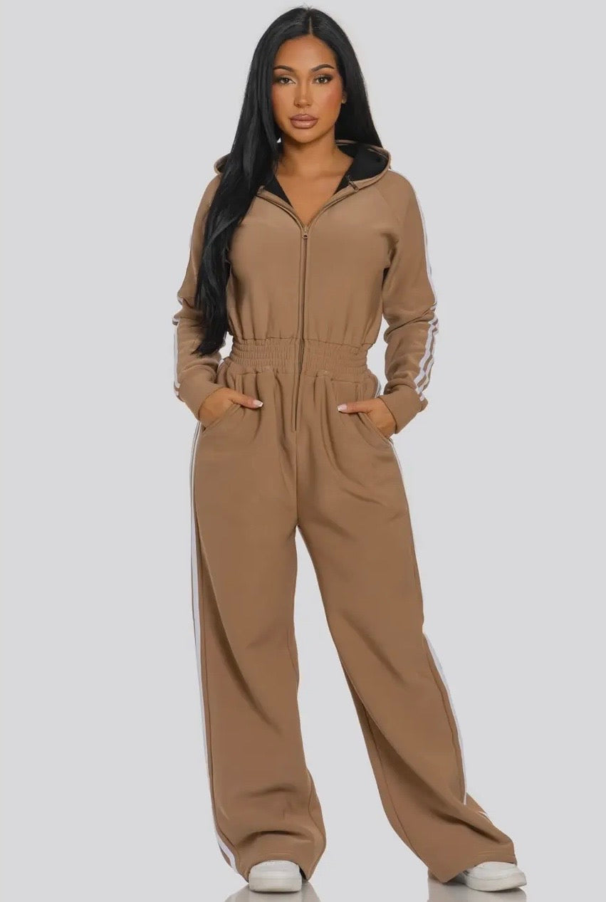 Tan Hooded Jumpsuit