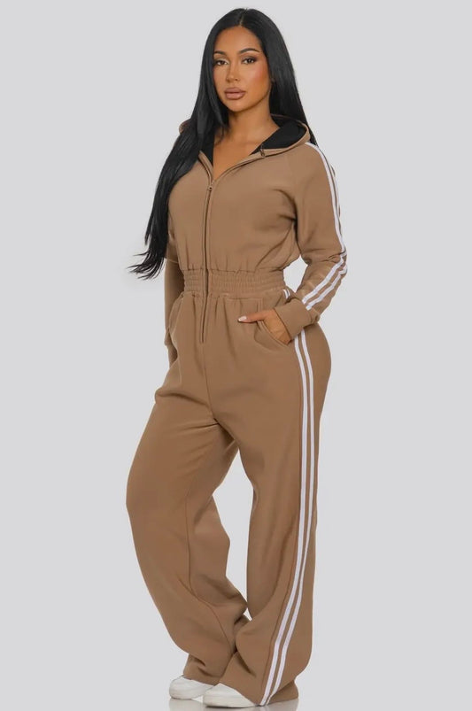 Tan Hooded Jumpsuit