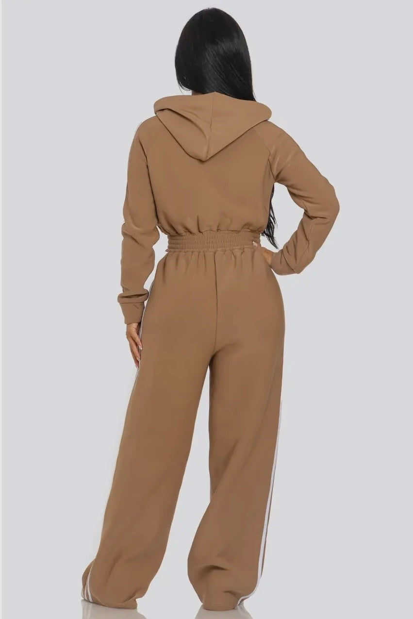 Tan Hooded Jumpsuit