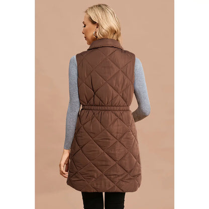 Quilted Stand Collar Puffer Jacket Vest